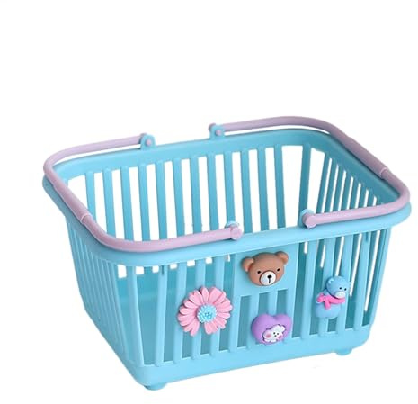 Kinder-Einkaufskorb, Spielzeug, Supermarktwagen, kleine Einkaufskörbe, mit Griffen, Einkaufskorb, Lebensmittelkorb, Spielspielzeug, Schreibwaren, Toilettenartikel, Einkaufskorb, Puppenhaus,