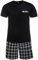 Winovia Pyjama Court pour Homme, 100% Coton, Manches Courtes, vêtements de Nuit, Ensemble avec col Rond et Pantalon à Carreaux, Marron foncé (Carreaux Larges), L