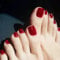 Solid Red Press on Toenails Short Square, Spring Summer Glossy French Fake Toe Nails, Acrylic Reusable Full Cover False Toe Nails, Cute Artificial Beach Stick on Toenails for Women Girls, 24Pcs