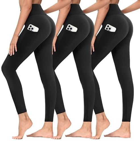 TNNZEET Leggings Damen High Waist mit Taschen Sporthose Gym Sportleggins | Weiche Yogahose, Elastische Lang Hosen, Sport Laufhose, Bauchweg Yoga Pants für Fitness Outdoor Freizeit
