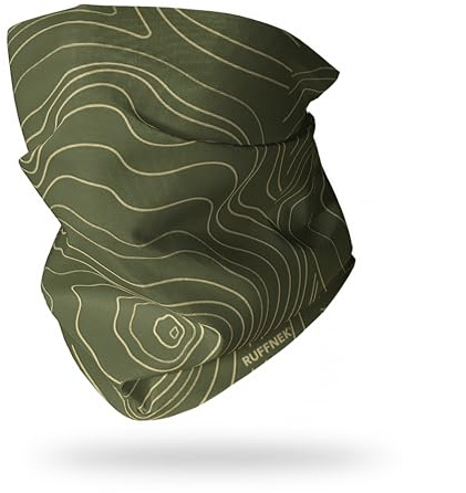 Ruffnek Mountain Contours Neck Gaiter, Multifunctional Headwear, Green Camouflage Pattern, Universal Size