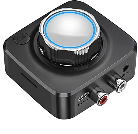 Tendak Receptor Bluetooth 5.0, adaptador de audio Bluetooth para sistema de sonido de streaming de música, RCA Aux de 3,5 mm, adaptador de audio inalámbrico para smartphones, TV, PC, coche, altavoz