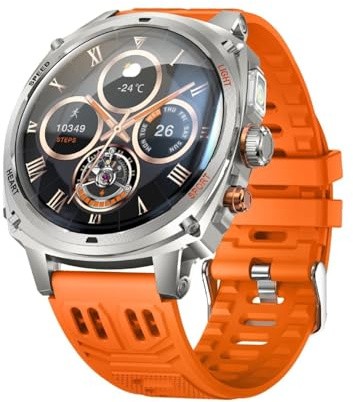 Montre Connectée avec Écran Amoled De 1,75 Pouces, Bluetooth, Batterie 800 Mah, Lampe De Poche Et Fonction Étanche. Montre De Fitness pour Femmes Et Hommes. Orange