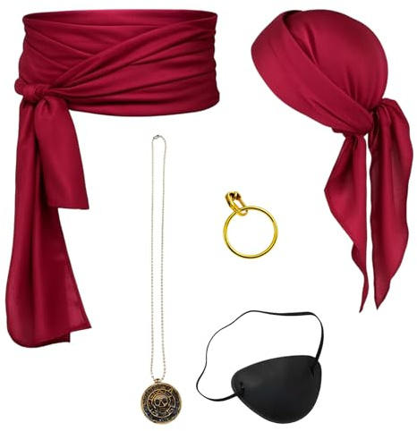 DHDHCPZZ 5 Stück Piratenkostüm Damen Set, Piraten Accessoires Damen, Piratenkostüm Damens Zubehör Geeignet für Themenparty und Karnevalfeierer