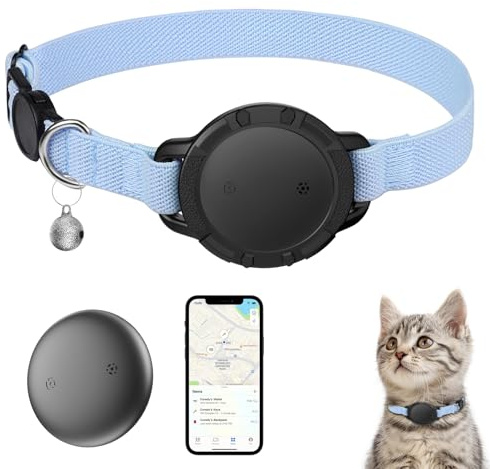 NozlaID Katzen Tracker - Mini SmartTag Tracker für Katze Ohne ABO - Kompatibel mit iOS/Android - Dehnbares GPS Katzenhalsband mit Glocke - Ortungsgerät Tracker für Katzen und Welpen (1 Pack)