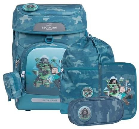 Beckmann Schulranzen Plus Air Schoolbag 7 teilig Jungle Game petrol