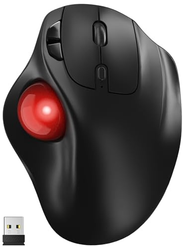 Yadkbo Ergonomic Wireless Trackball Mouse, Bluetooth & 2.4G Multi-Device