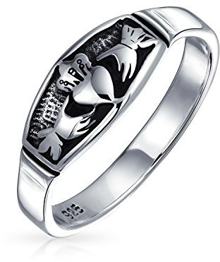 BFF keltische irische Freundschaftspaare versprechen Claddagh Ehering Ring für Männer für Frauen oxidiertes .925 Sterling Silber