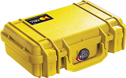 Peli 1170 600004am Valigia protettiva impermeabile per fotocamere DSLR, Grado di protezione IP67, Capacità di 3L, Prodotto in USA, Con inserto in schiuma personalizzabile, Colore Giallo