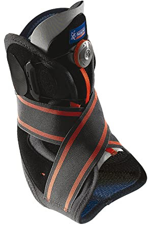 Thuasne Sport - Chevillère Stabilisatrice Boa - Chevillère Stabilisatrice Rigide - Entorse Sévère, Tendinopathie, Genou Instable - Indice de maintien 3/3 - Dispositif Médical CE - Gris, L