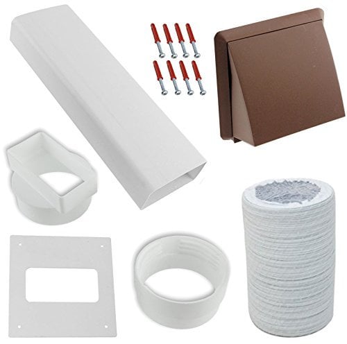 Spares2go Universal Exterior Wall Tumble Dryer Vent Cover Kit & Extension Hose (Brown, 4 / 102mm)