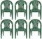 simpahome Stackable Low Back Plastic Garden Chairs - GREEN - Set of 6 Chairs for Indoor or Outdoor Use.