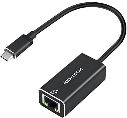 RSHTECH 2.5G USB C LAN Adapter, Aluminium USB zu RJ45 2.5Gbps Ethernet Adapter Thunderbolt 3 zu 2500Mbps Gigabit Ethernet Netzwerkadapter für MacBook Air/Pro, Surface Book und mehr (WK-C25)