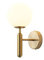 ZTTECH Applique Murale Boule de Verre Blanc 150mm, Globe en Verre Blanc avec Base en Laiton Or Applique Murale (Laiton Doré)