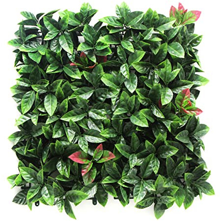 BONERVA | Jardín Vertical Photinia Rojo | Pack 4 Piezas 50x50cm (1m²)| Planta Artificial Decorativa para hogar, Oficina, Hotel, Restaurante, etc | MAL1209