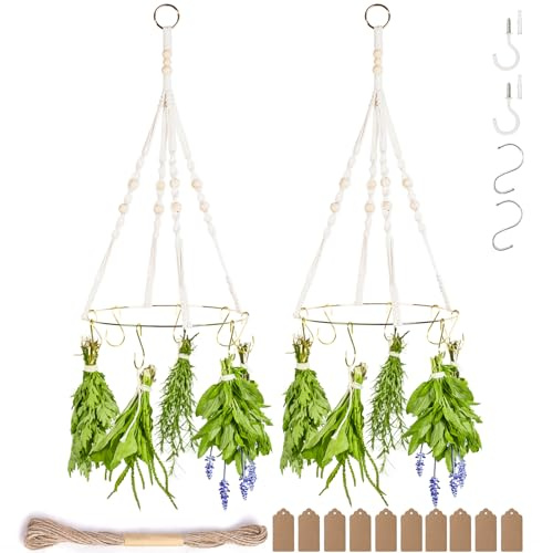 2pack Herb Drying Rack With 20pcs Golden Herb Dryer Hooks, Golden Color