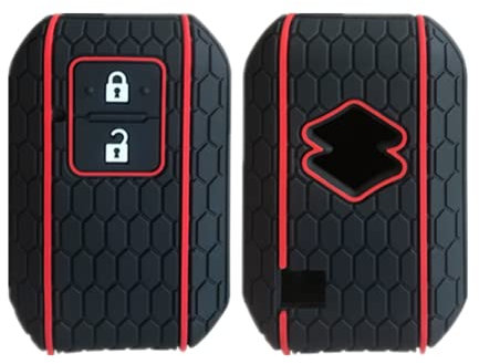 Happyit Silikon Autoschlüsselabdeckungen für Suzuki Swift Sport Ertiga XL7 Accurate Wagon R Ignis 2 Knöpfe Zubehör für schlüssellose Fernbedienungen (Schwarz)