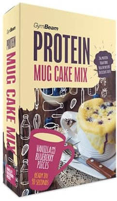 GymBeam Protein Mug Cake Mix - Leckere Mischung für Protein Tassenkuchen, Waffeln & Pfannkuchen, enthält Whey-Konzentrat, hoher Proteingehalt (500 g, Vanilla-Blueberry Pieces)