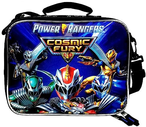 Power Rangers Power Rangers Attack Mode Lunch Bag - Red, Cartoon Pattern, Rectangular, Zipper Closure, Adjustable Shoulder Strap - PR57666