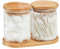 soulnioi 2Pcs Qtip Holder Dispenser with Bamboo Tray Round Cotton Pads Holder with Lid Cotton Swab Storage Box Bathroom Containers Set for Bathroom Makeup Storage