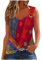 Tank Top Women Casual V Neck Camis Tops Retro Print Wide Straps Sleeveless Tee Shirts Blouses Ladies Casual Loose Summer Vests Tops Women's Printed Camisole Summer Tops UK
