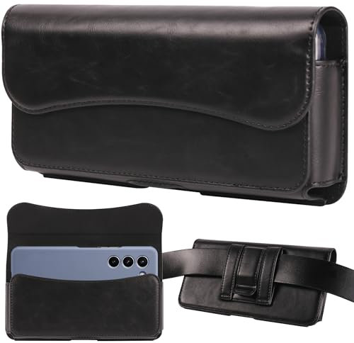 INGIDO Handy Gürteltasche Premium Leder Tasche mit Gürtelclip Handytasche für iPhone 15, 15 Pro, 14, 14 Pro, 13, 13 Pro, 12, 12 Pro, 11, 11 Pro, XR, Galaxy S24, S23, S22, Schwarz -M