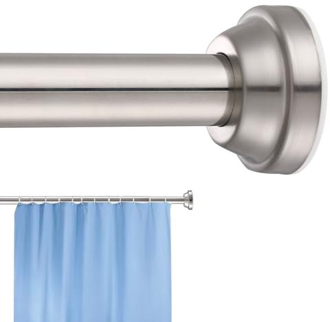 Haryaers Shower Curtain Rod Adjustable Brushed Nickel Spring Tension Stainless Steel Telescoping Rod No Drilling Rods for Bathroom Closet Windows No Drilling No Slip No Rust 30 to 76 Inch