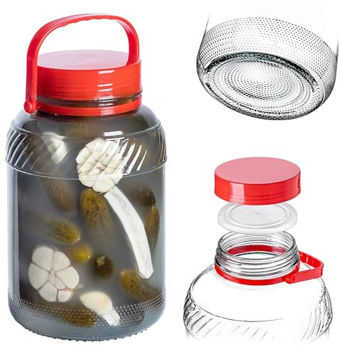 KADAX Gurkenglas mit Deckel, Einmachglas, luftdichte Konservierung, Glasballon, universelles Glas, Vorratsglas für Gurken, Aufbewahrung, Aufbewahrungsglas, Einweckglas (5L 1 Stück)