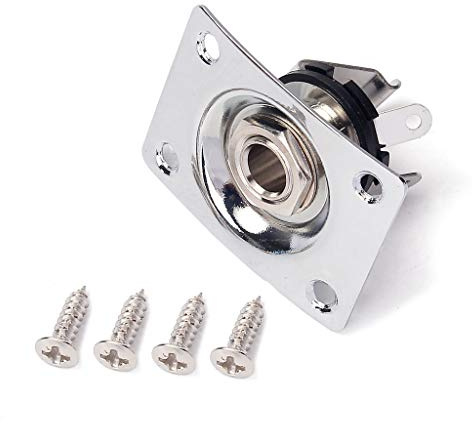 WLDJXLGL Metal 1/4 Guitar Output Jack Plate Input Jack Socket Replacement for Tele SG Electric Guitar Bass Parts (Chrome)