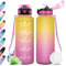 Wasserflasche 1.5L, Trinkflasche Auslaufsicher, Sport Wasserflasche mit Zeitmarkierung, Wasserflasche mit Strohhalm, Kohlensäure Geeignet, Sportflasche für Fitnessstudio, Oudoor, Schule, Sprudel