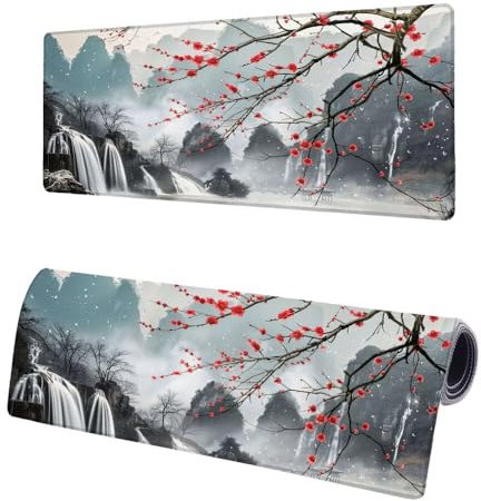 Large Mouse Mat Landscape, XXL Mountain Gaming Mouse Pad Desk Pad 1000x500x3mm, Keyboard Mat with Non-Slip Rubber Base, Soft Smooth Surface, Stitched Edges Mousepad, Improved Precision and Speed F-8