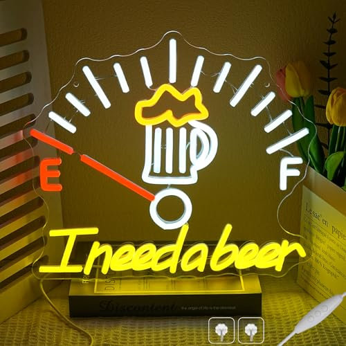 LMSIGNLY I Need A Beer Neon Schild für Wanddekoration Bar Neon licht Dimmbar Bier LED Neon Schild USB Neon licht für Schlafzimmer Zuhause Bar Shop Weinkeller Restaurant Mann Höhle Dekor