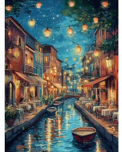Camocin Art Diamond Painting Erwachsene, Venedig bei Nacht, 30x40 cm | Diamond Painting Bilder, DIY Bastelset, 5D Diamanten, Wanddeko, Geschenkidee, komplett mit Zubehör