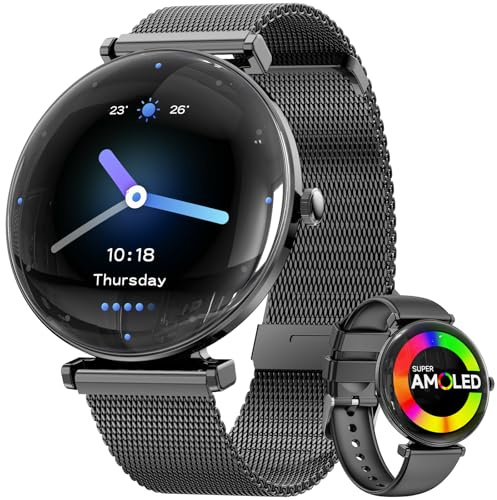 Hwagol Smartwatch Damen, Konvexe Licht Dünn Smartwatch für Damen, 1,43 Zoll AMOLED Touchscreen, Sportuhr mit Fitnessuhr, DIY Zifferblatt, Schlafüberwachung, Schrittzähler Smart Watch für Android