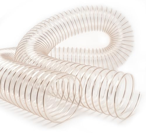 PRIMEBAG Absaugschlauch 100mm PU antistatisch Meterware für Absauganlage | mit Stahlfeder, transparent, extrem robust und flexibel