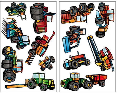 Samunshi® 13-teiliges Wandtattoo Traktor Set Wandbilder Kinderzimmer Deko Junge Wandtattoo Kinderzimmer Mädchen Wandsticker Kinderzimmer 2x 33x52cm