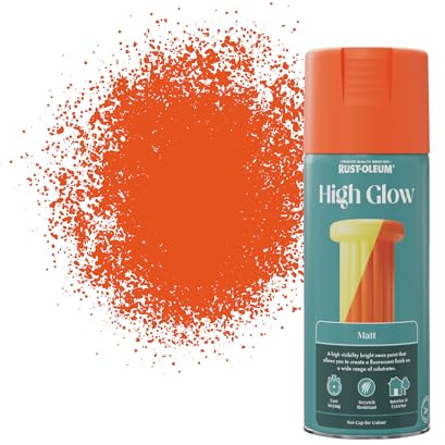 Rust-Oleum High Glow Spray Paint Aerosol, Fluorescent Matt Finish - Orange 400ml