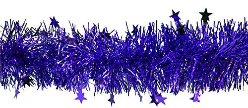 Creativery Butterfly Weihnachtsgirlande Lametta mit Sternen 8cm x 3 Meter Lamettagirlande Baumgirlande Christbaumdeko, Farbauswahl:blau 352 / königsblau/Royalblau