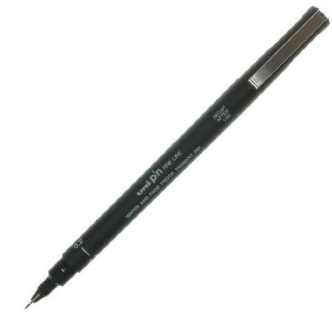 Uniball Pin Drawing Pen 0.2mm - Black (Dozen Box) by Uni