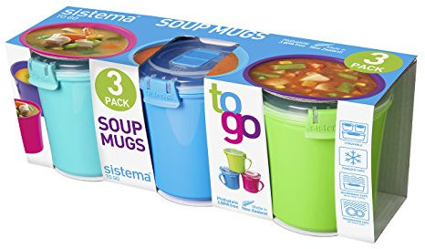Sistema Lot de 3 Tasses pour Soupe à emporter Couleurs Assorties