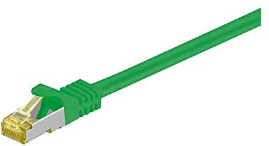Goobay 91604 RJ45 Patch Cord with CAT 7 Raw Cable, CAT 6A, S/FTP PiMF, Green, 2m Length