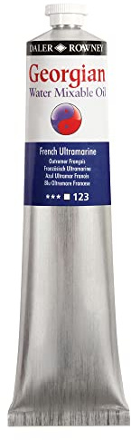 Daler-Rowney Georgian Water Mixable Oil Paint French Ultramarine 200ml Tube - Art Paints for Canvas Paper and More - Oil Painting Supplies for Artists and Students - Artist Oil Paint for Any Skill Set