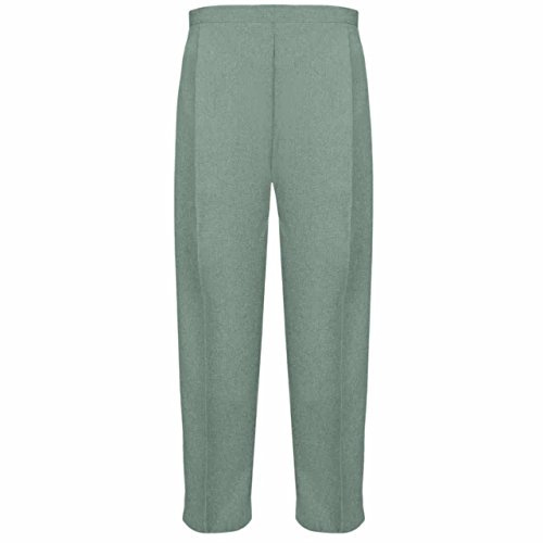 MyShoeStore Pack of 2 Ladies Half Elasticated Trouser Womens Stretch Waist Casual Office Work Formal Pull On Trousers Straight Leg Pants Bottoms with Pockets (Sage Green, 18/29)