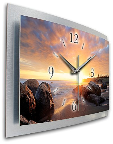 Kreative Feder Felsen Chill Out 3D XXL Designer leise Funk Wanduhr Funkuhr modernes Design WAA043FL (80x40cm)