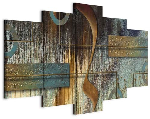 B&D XXL - Leinwandbild Abstrakt 225x112cm, 225x112 cm, 5-teilig, Wohnzimmer | Hochwertige Leinwand, sofort aufhängbar, ideal fürs Wohn- oder Schlafzimmer, wasserfest und lichtecht, langlebig, stilvoll