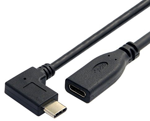 chenyang USB C Extension Cable USB 3.1 Gen 2 10Gbps Male to Female Fast Charging Data Transfer 90 Degree Angled Extension Cable 0.2M