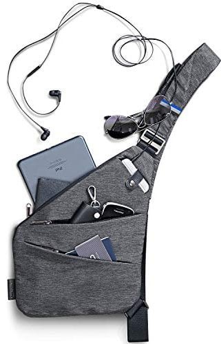NIID-FINO Brusttasche Herren Und Damen, Sling Crossbody Bag Umhängetaschen Schultertaschen für Herren Multipurpose Rucksack Anti-Diebstahl &Wasserresistent (Grau, Rechte Hand)