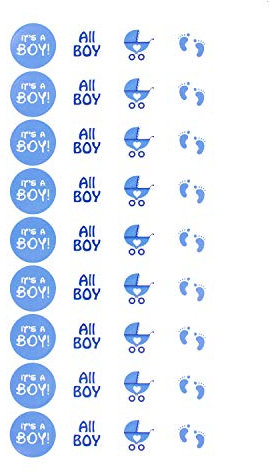 Oblique Unique® Its a Boy Baby Shower Party Sticker 108 Stück in Blau Aufkleber für Jungs