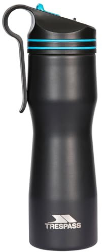 Trespass Unisex Trinkflasche IMBRIUM Edelstahl 400ml mit doppelwandiger Isolierung und großem geformtem Clip, schwarz, je 400ml
