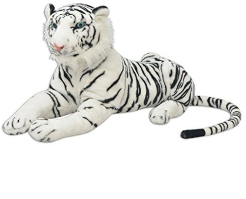 yorten XXL Plüschtiger Tiger-Form Plüschtier Stofftier Plüsch Kuscheltier Spielzeug als Geschenk für Kinder 146 x 40 cm (L x H) Weiß